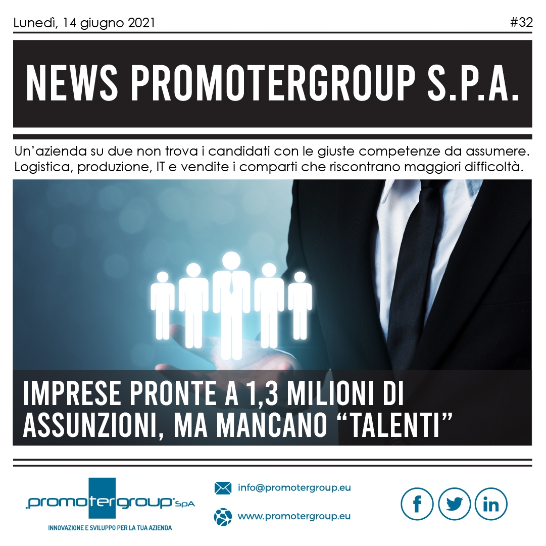 IMPRESE PRONTE A 1,3 MILIONI DI ASSUNZIONI, MA MANCANO I “TALENTI”