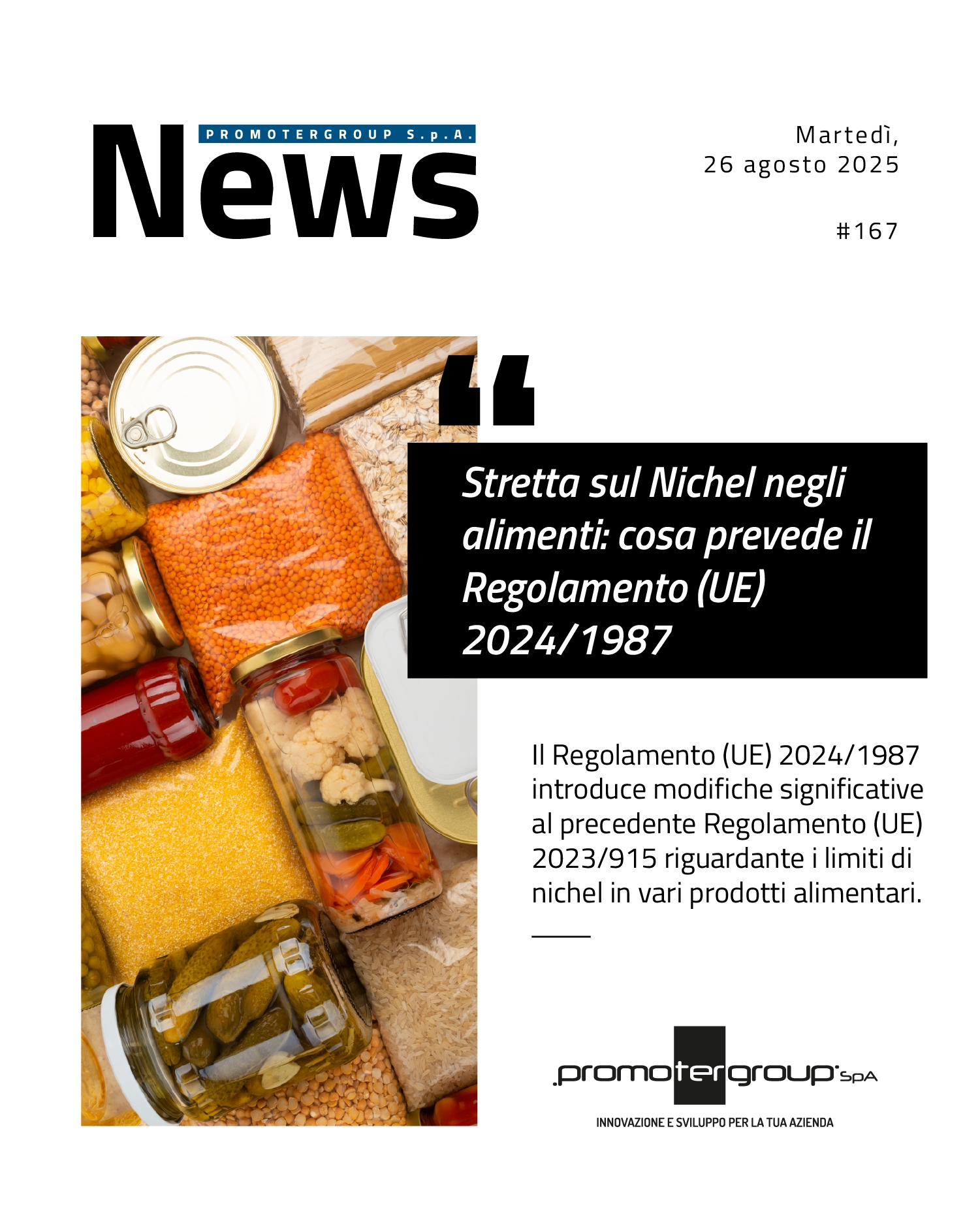 STRETTA SUL NICHEL NEGLI ALIMENTI: COSA PREVEDE IL REGOLAMENTO (UE) 2024/987
